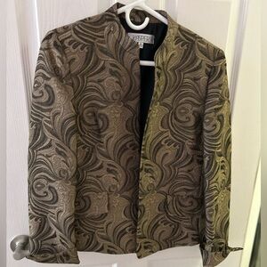 Kasper Gold and Black Patterned Blazer